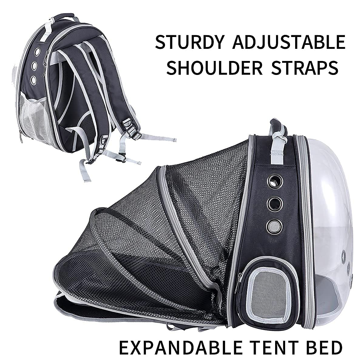 Qpets Side Door Design Cat Carrier Backpack, Expandable Cat Dog Backpack Carrier Bag, Transparent Capsule Air Breathable Transparent Carrier Backpack for Travelling, Ourdoor Qpets Side Door Design Cat Carrier Backpack, Expandable Cat Dog Backpack Carrier Bag, Transparent Capsule Air Breathable Transparent Carrier Backpack for Travelling, Ourdoor